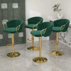 Lot de 4 tabourets de bar réglables en hauteur pivotants en velours tissé