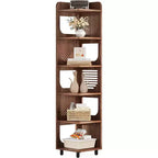 Étagère d'angle Lantine à 6 niveaux, bibliothèque haute rustique de 180 cm pour salon, chambre, bureau
