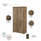 Meuble de rangement haut Cabot Espresso Oak avec portes – 31,38 long. x 16,30 larg. x 61,14 haut.